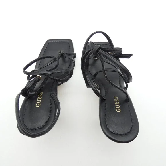 GUESS Leeba Black Strappy Square Toe Wrap Around High Heel Sandals 6.5M NEW - Picture 5 of 7